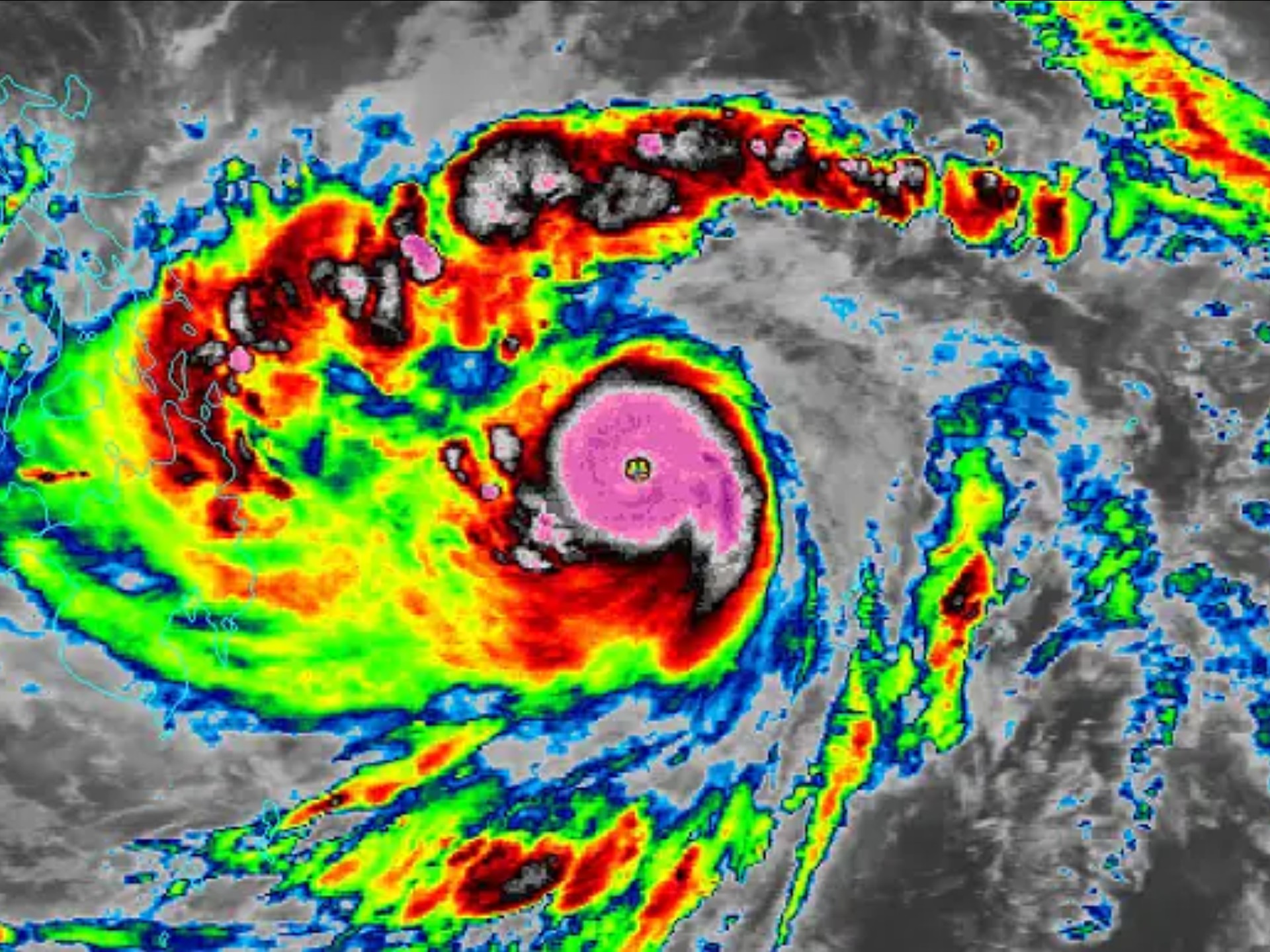 超强台风mike红外加云图