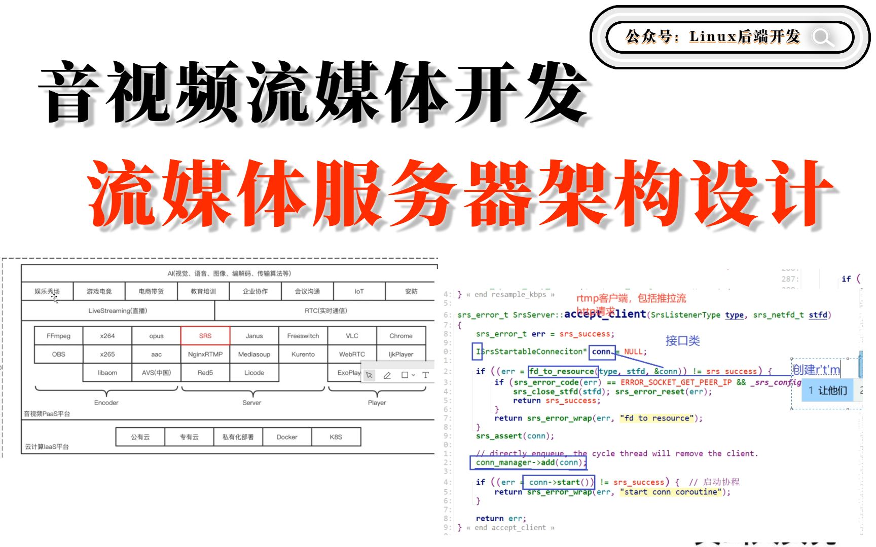 音视频流媒体服务器架构设计(SRS、协程连接、推流转发拉流)哔哩哔哩bilibili