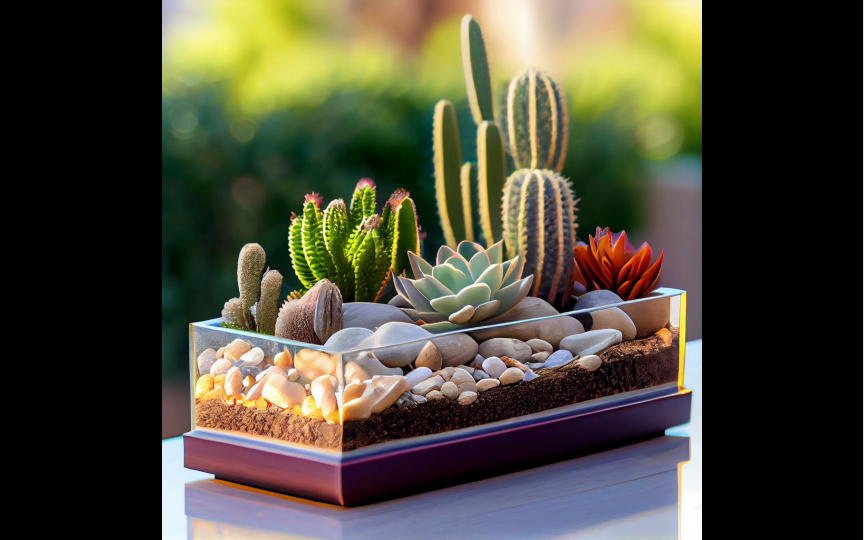 一组ai生成的多肉微景观多肉植物