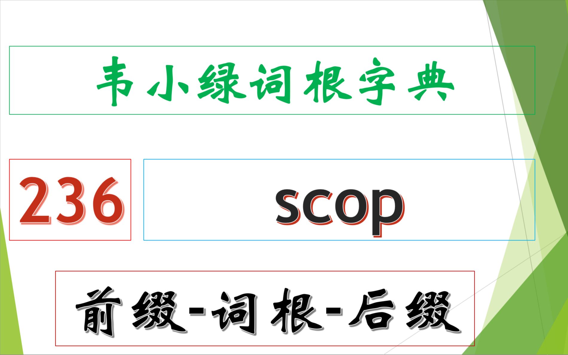 韦小绿词根字典 前缀词根后缀 236  scop哔哩哔哩bilibili