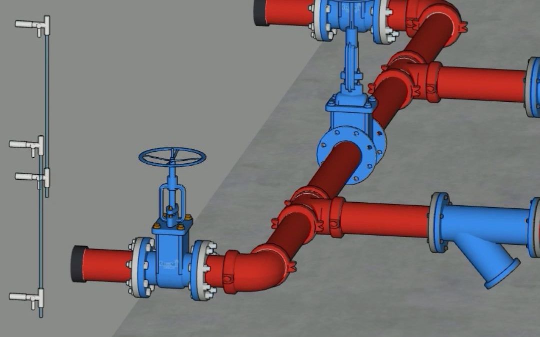 [图]9.3D实景消防给水系统_水泵吸水管的控制阀和过滤器介绍