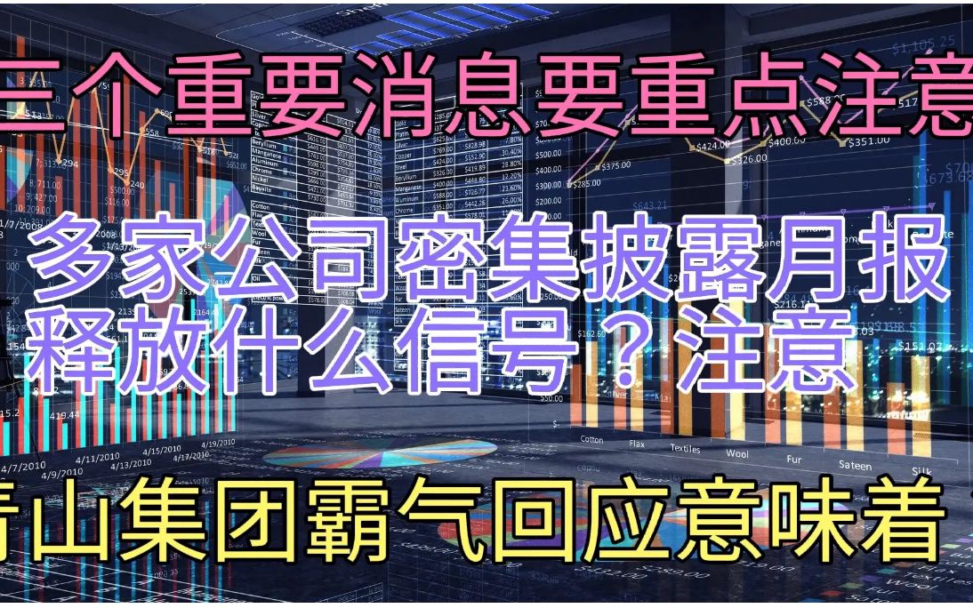 多家公司密集披露月报释放什么信号?青山集团霸气回应意味着?哔哩哔哩bilibili