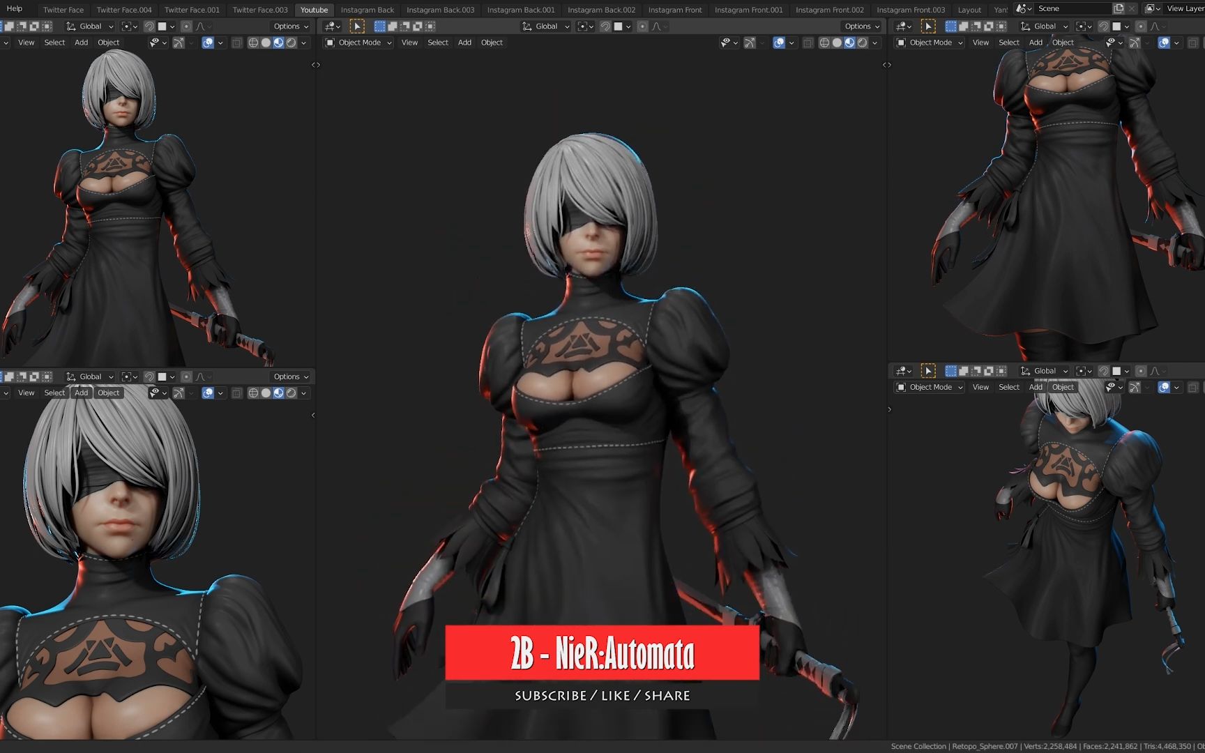 blender尼尔机械纪元2b角色雕刻