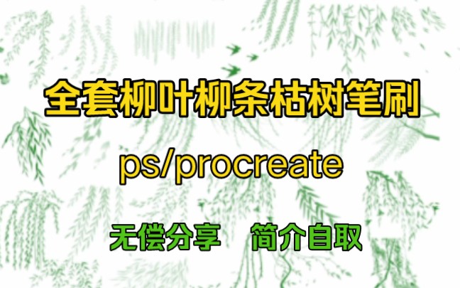 【ps/procreate柳叶柳条笔刷】全套柳叶柳条植物笔刷,轻松画出养眼风景!简介自取哔哩哔哩bilibili