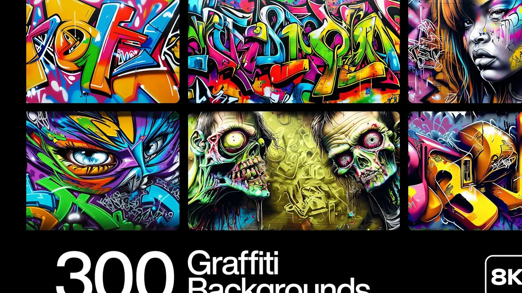 300款街头墙壁嘻哈艺术涂鸦墙绘喷绘彩绘参考图案jpg图片设计素材