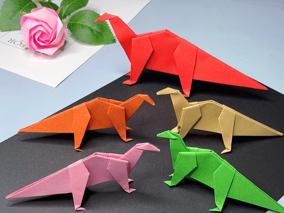 用一张纸折的小恐龙,还可以站着,快跟小朋友一起来试试吧