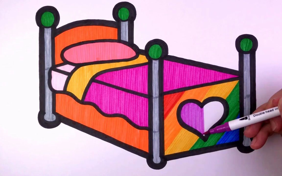 床简笔画彩色图片