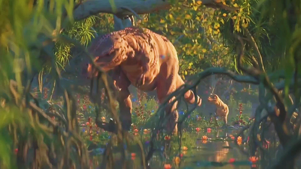 盘古大陆:小霸王龙先遭遇巨蟒偷袭,再被翼龙高空抛物,太惨了!