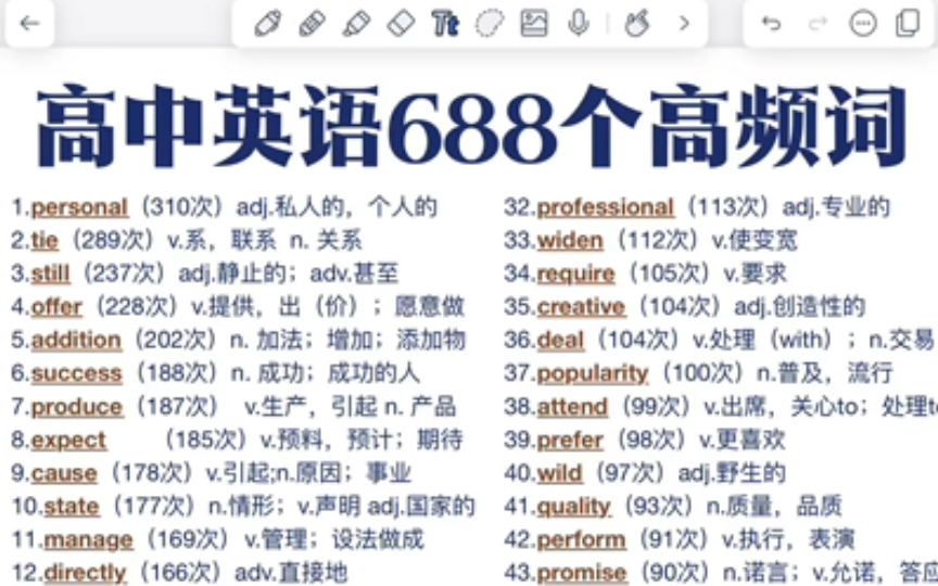 高中英语688个高频词!带考频版!词汇量暴涨! #英语 #学英语 #英语学习哔哩哔哩bilibili