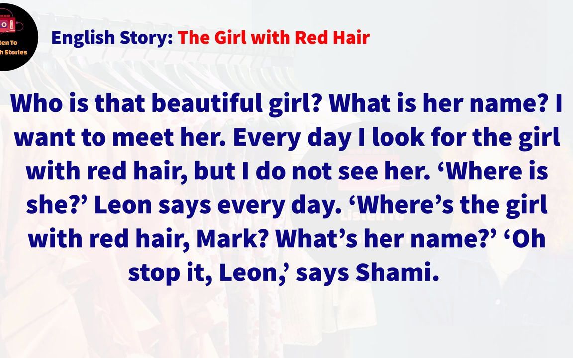 [图]Learn English Through Story ★ Subtitle  - The Girl With Red Hair ( Level 1 )