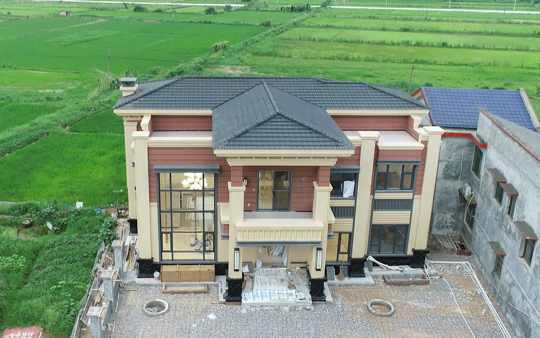 航拍长沙望城有钱人盖的大别墅环境真好比住在城里强多了