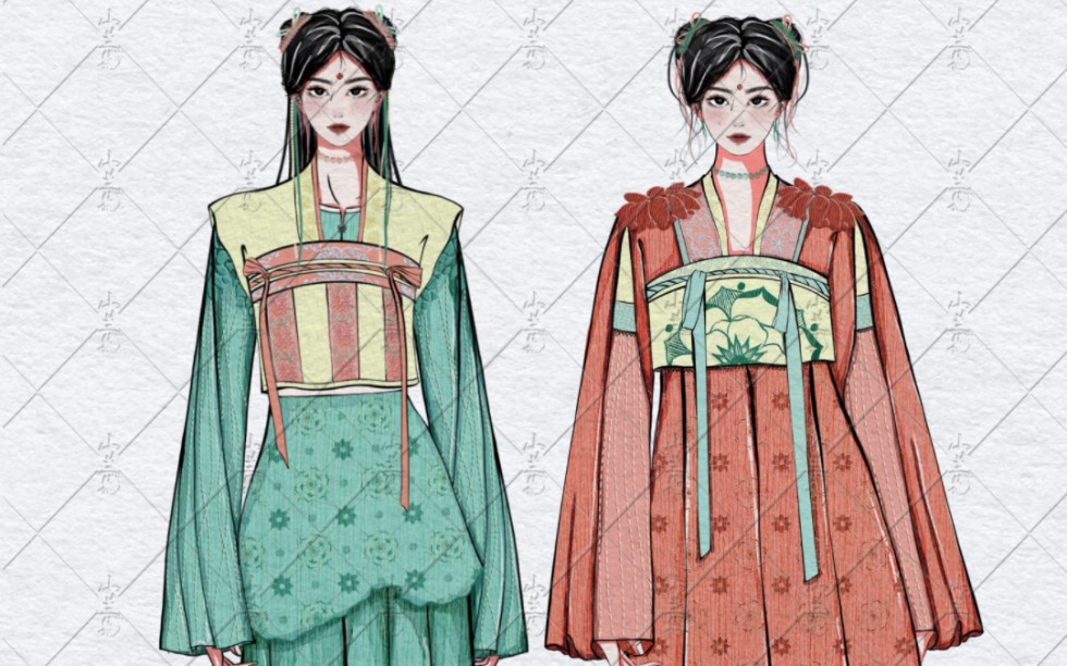 原创78新中式姐妹服装设计效果图