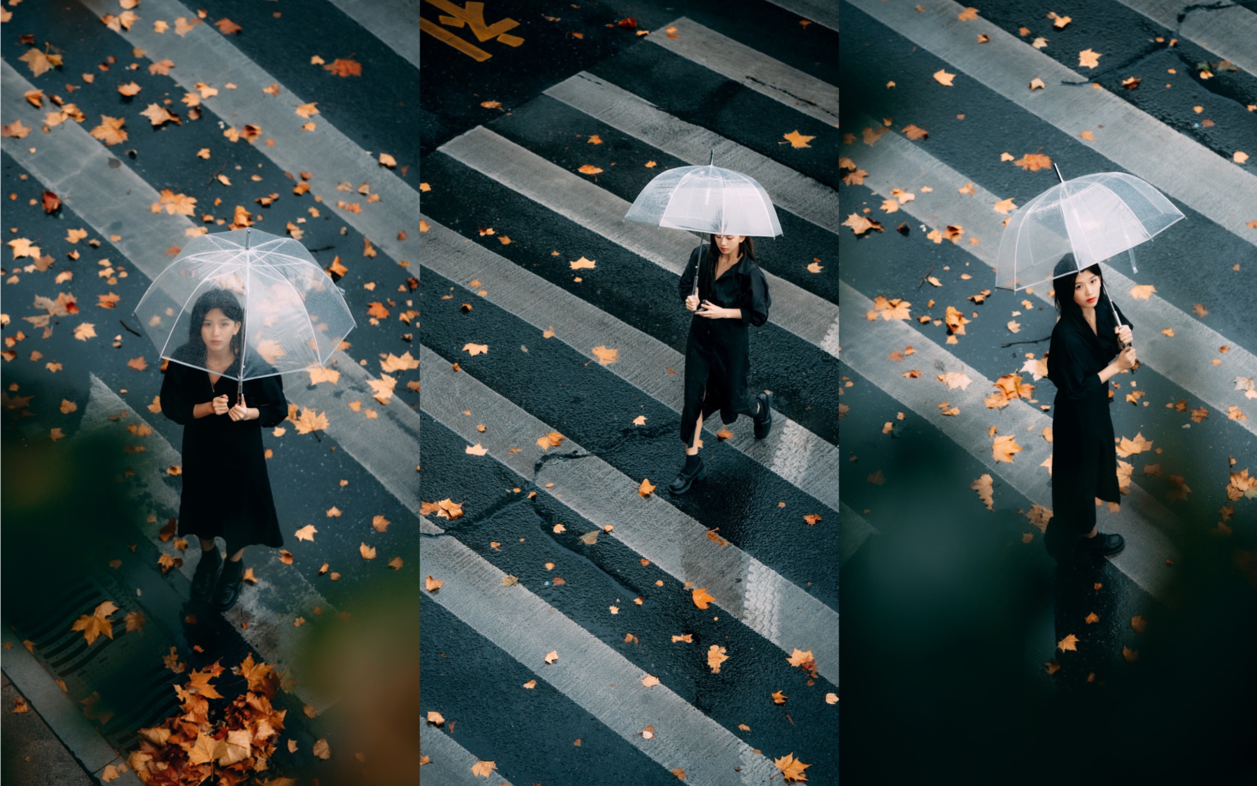 【人像约拍第一视角引导教程】雨天斑马线人像怎么拍更好看