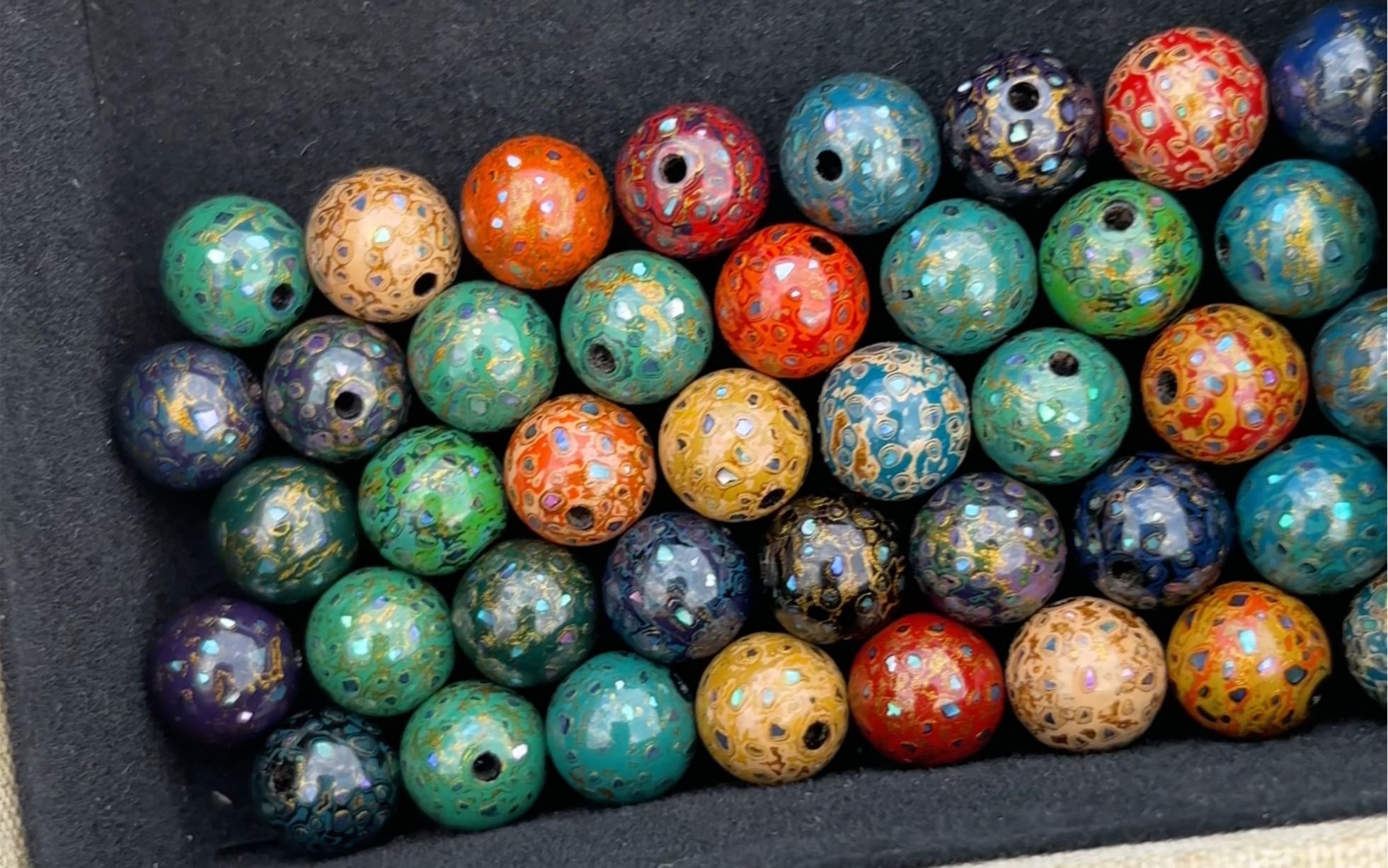 客户定制 1.0公分 紫光檀 大漆螺钿珠