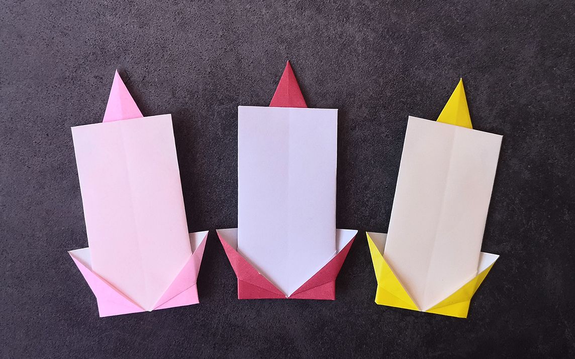 蜡烛折纸,一张纸就能完成,过家家玩具手工