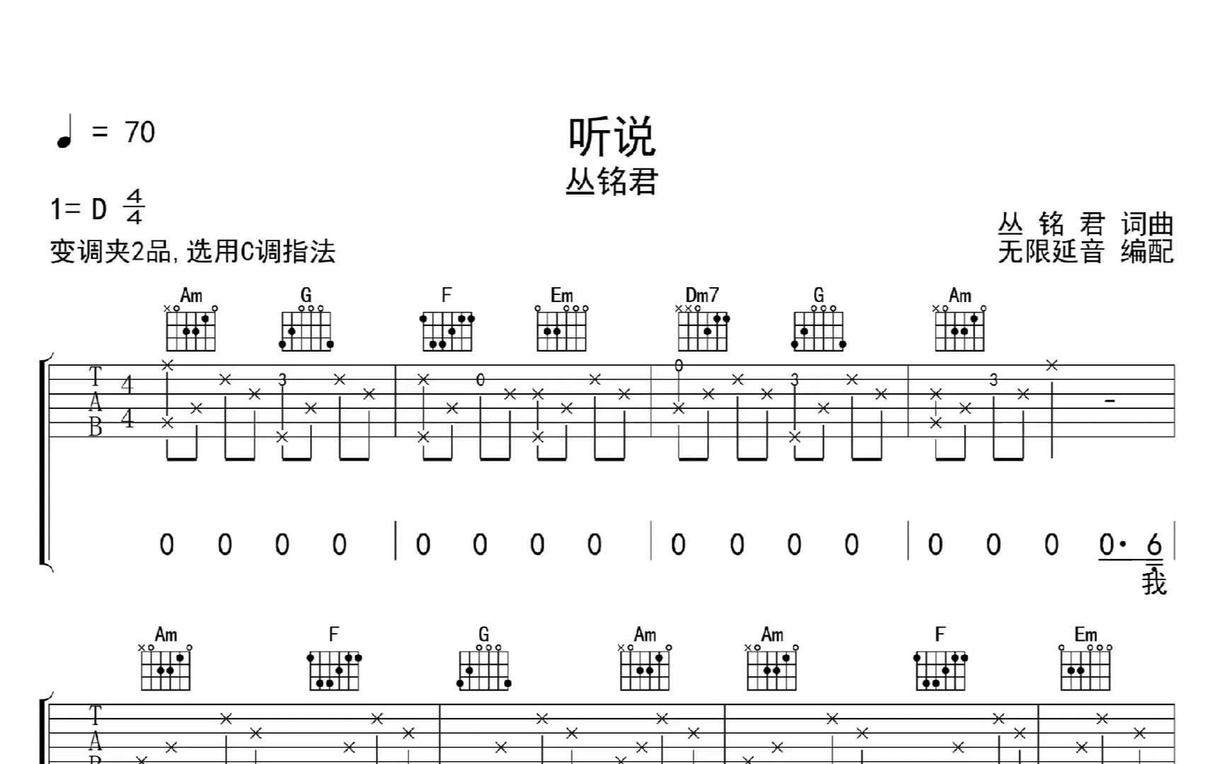 听说,吉他谱,吉他弹唱,动态吉他谱哔哩哔哩bilibili