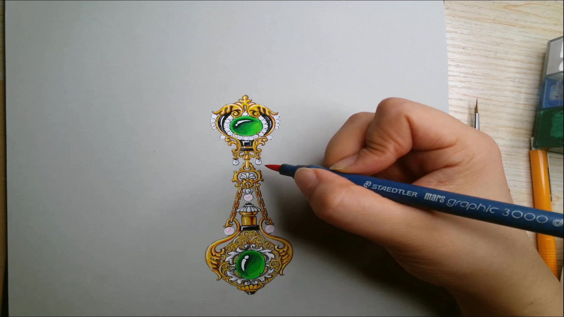 水粉手绘翡翠花丝工艺珠宝_哔哩哔哩 (゜-゜)つロ 干杯~-bilibili