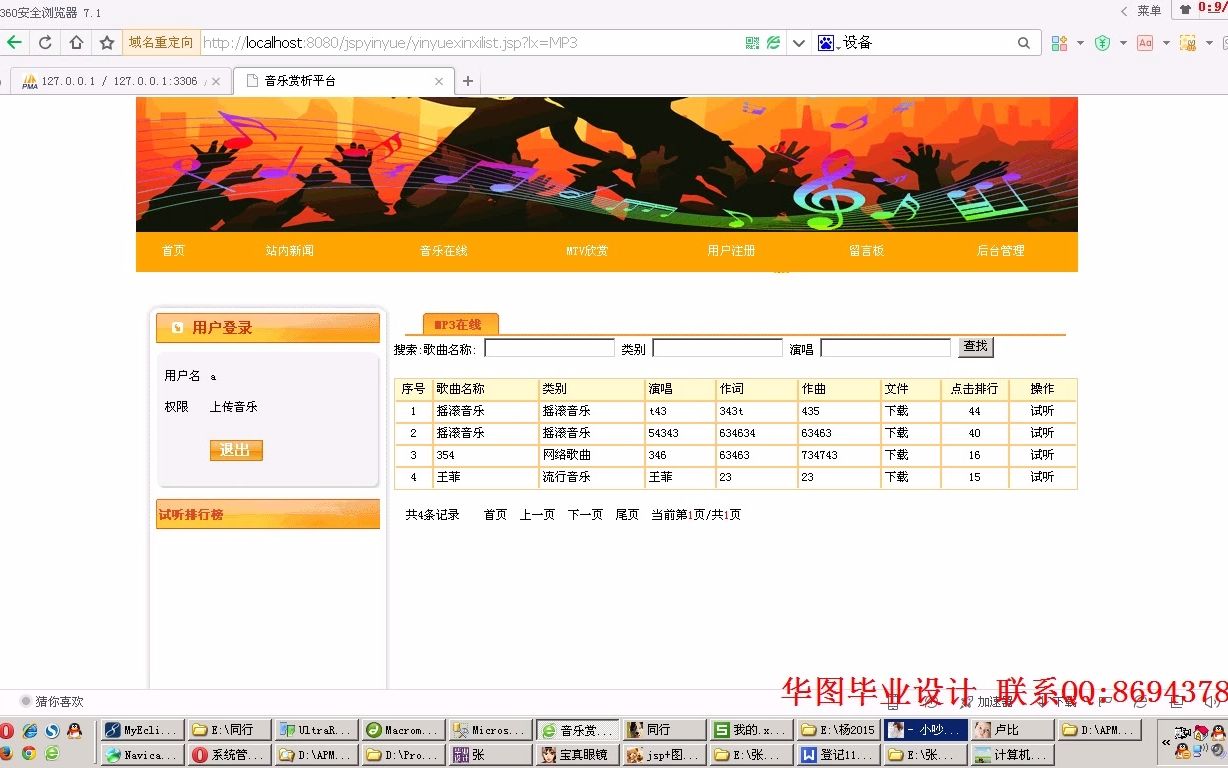 JavaWeb计算机毕业设计JSP659在线音乐(音乐赏析)JAVA+Sqlserver【源码,数据库脚本,文档,全套运行工具,部署运行教程】哔哩哔哩bilibili