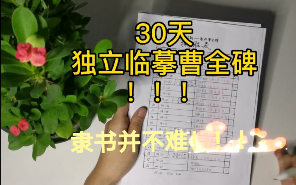 【30天独立临摹隶书曹全碑】学习书法有方法,系统学习,不再半途而废!30天,见证奇迹!哔哩哔哩bilibili