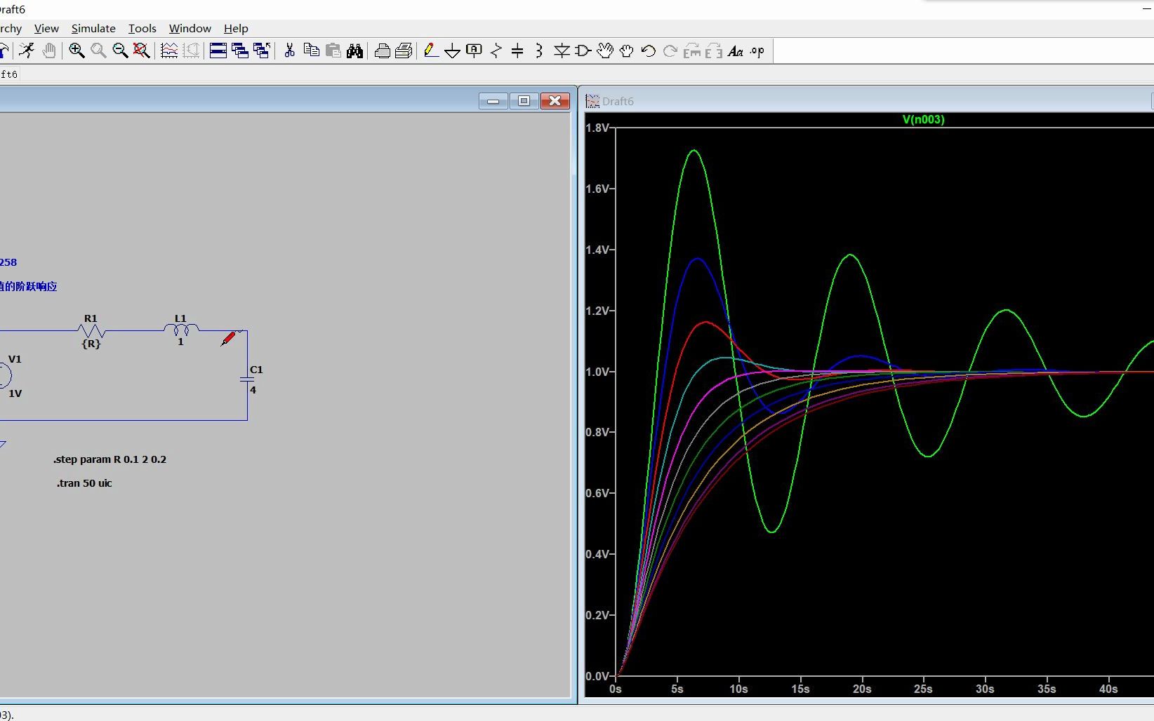 作业rlc电路不同阻值的阶跃响应