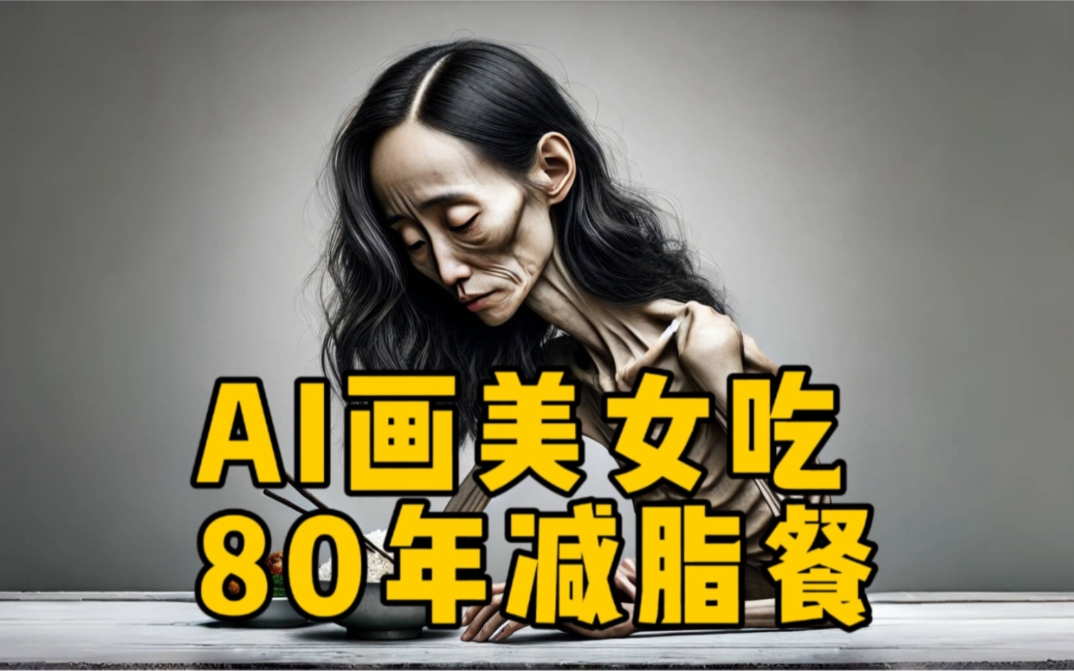 ai画美女吃80年减脂餐,结尾我直接
