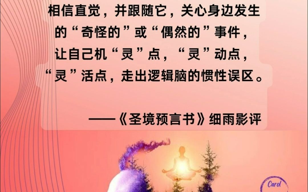 [图]在人类文化中，正在进行着一种新的精神上的觉醒。越来越多的人感受到，生活其实是一种精神性的展现，“偶然”事件所谓的无常引领着人们的生活。细雨《圣境预言书》