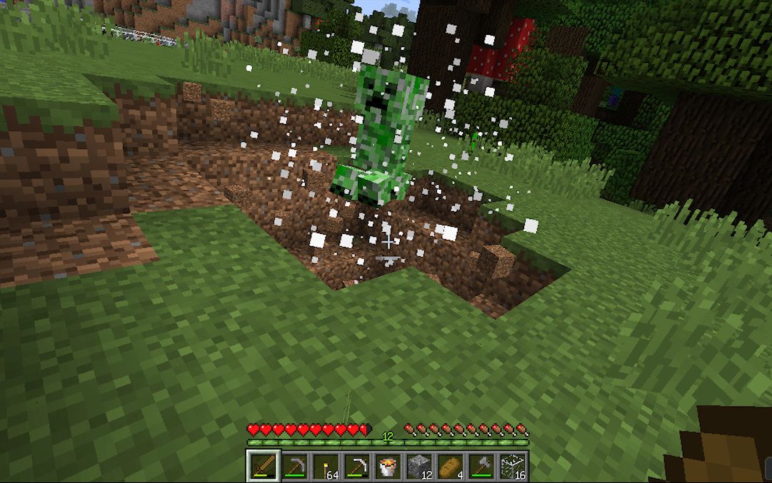 《我的世界》超慢镜头看苦力怕爆炸瞬间,原来是先出烟雾