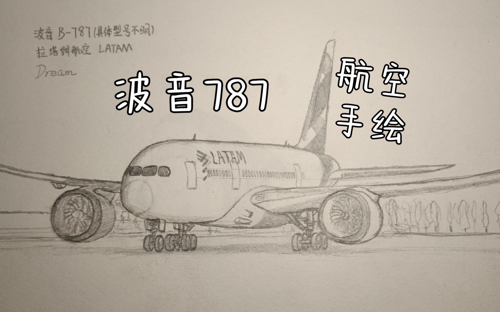 素描飞机787图片
