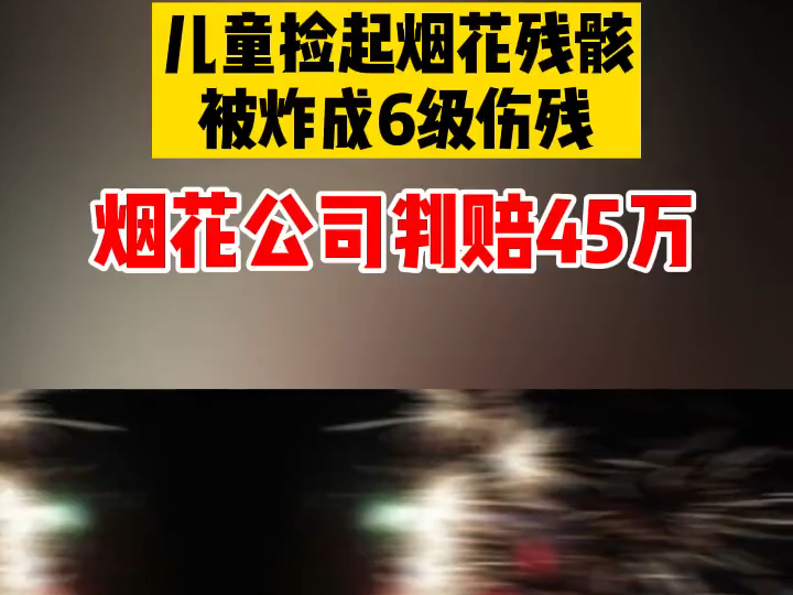 儿童捡起烟花残骸被炸成6级伤残,烟花公司判赔45万哔哩哔哩bilibili