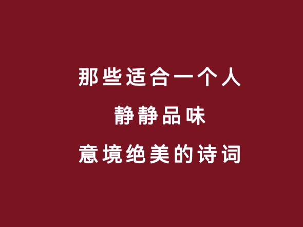 那些适合一个人静静品味意境绝美的诗词哔哩哔哩bilibili