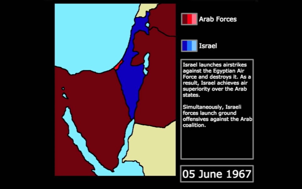 1967年六日战争(第三次中东战争)每天战线变化哔哩哔哩bilibili