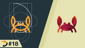 【Adobe Illustrator教程】DAINOGO-如何使用黄金比例的网格创建蟹标志-youtobe搬运