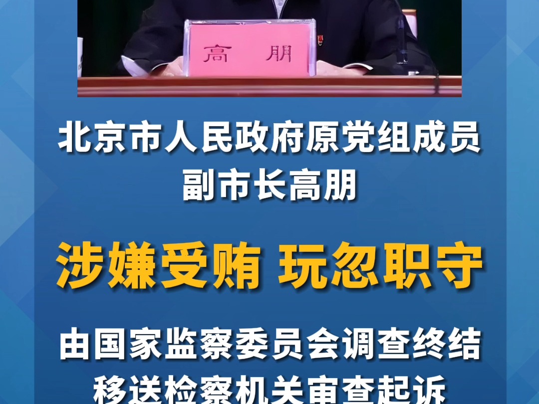 北京市人民政府原党组成员、副市长高朋被逮捕哔哩哔哩bilibili