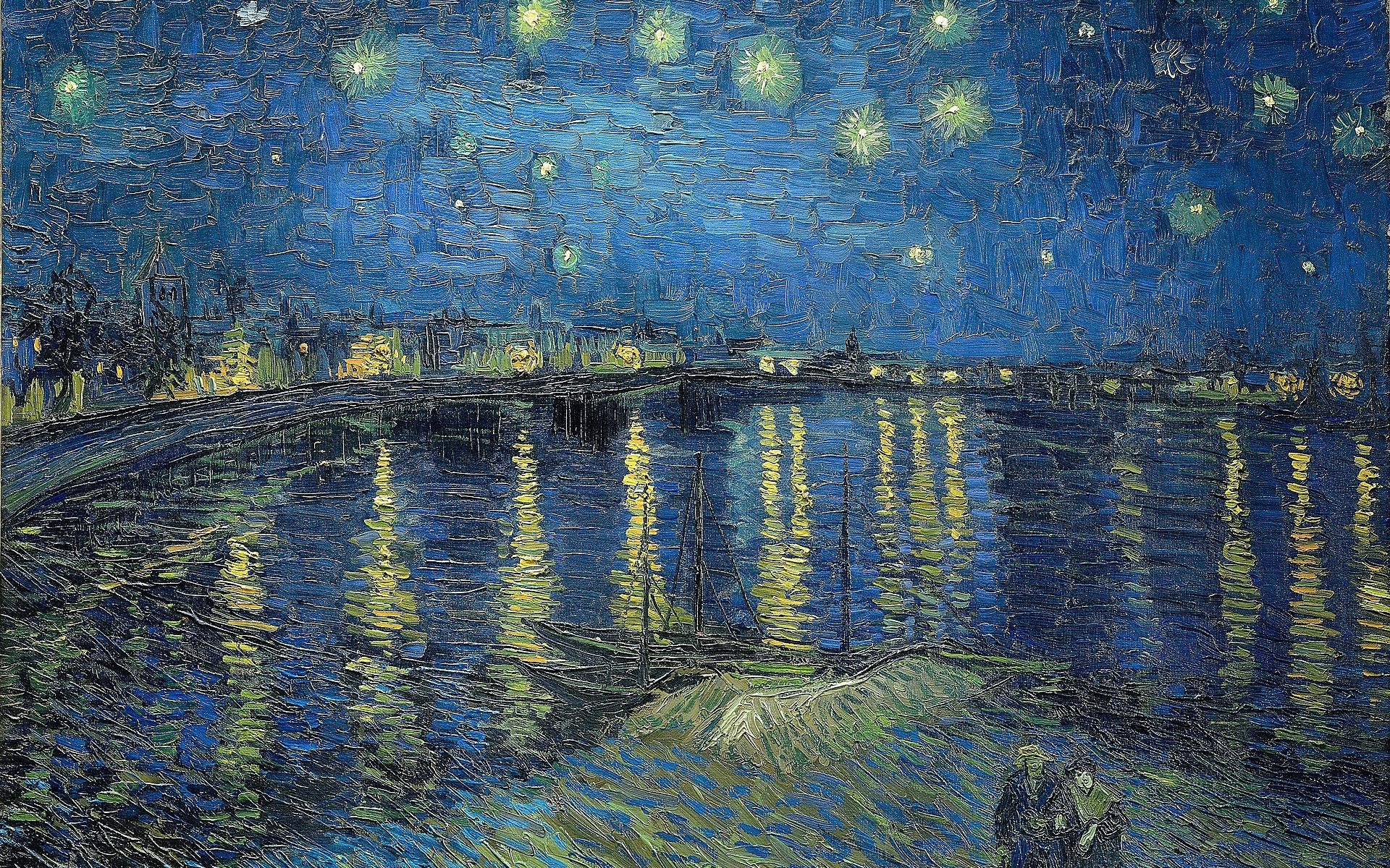 罗纳河上的星夜 原画图片
