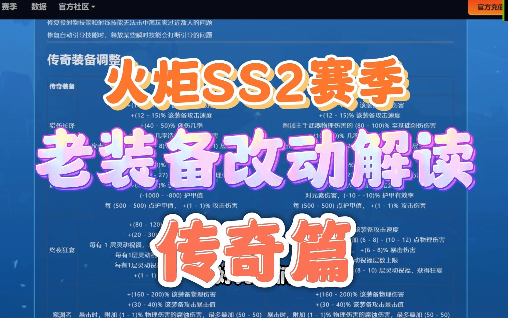 【火炬之光无限】ss2赛季装备改动,传奇篇,月女2陨落,哪些装备值得关注呢?游戏推荐