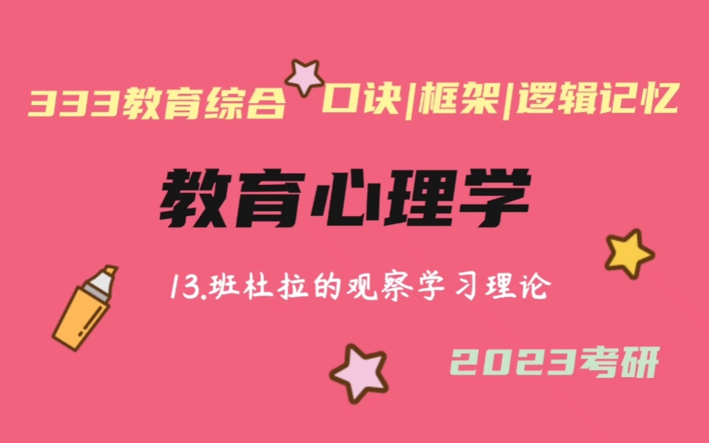 [图]13.班杜拉的观察学习理论及其教育应用 教育心理学带背 教育学考研333带背 教育综合