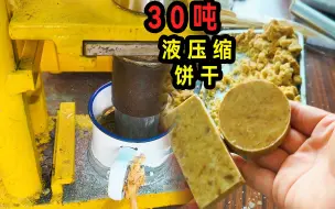 Download Video: 压缩饼干是如何制作的？老大南用30吨液压机制作了一个！