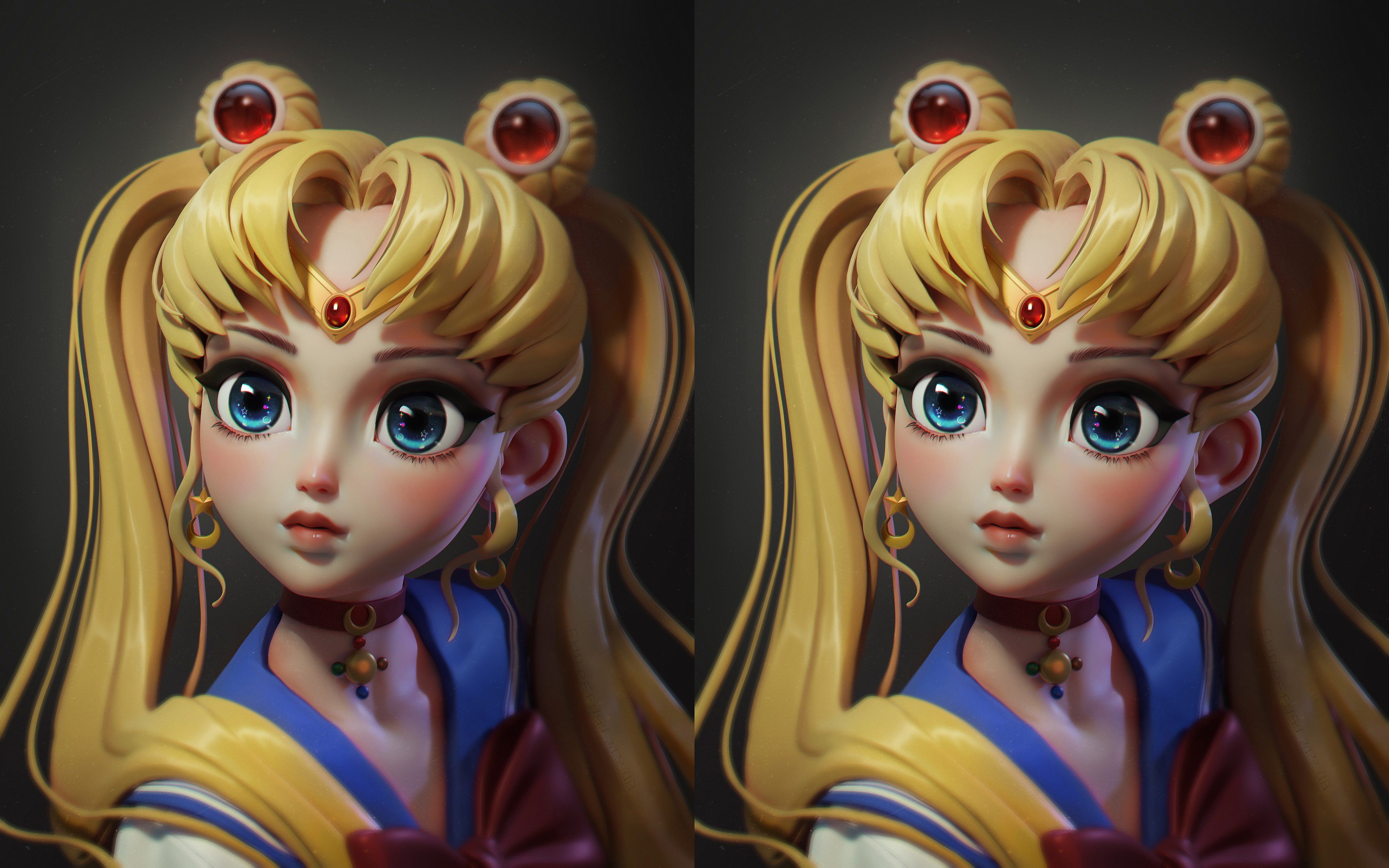 【zbrush雕刻】二次元美少女战士手办雕刻,代表月亮消灭你