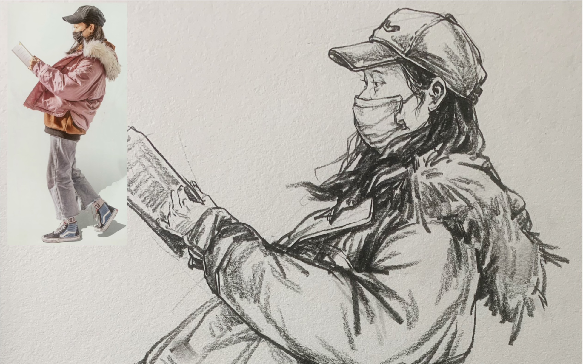 干货-速写·戴口罩的小姐姐(下)