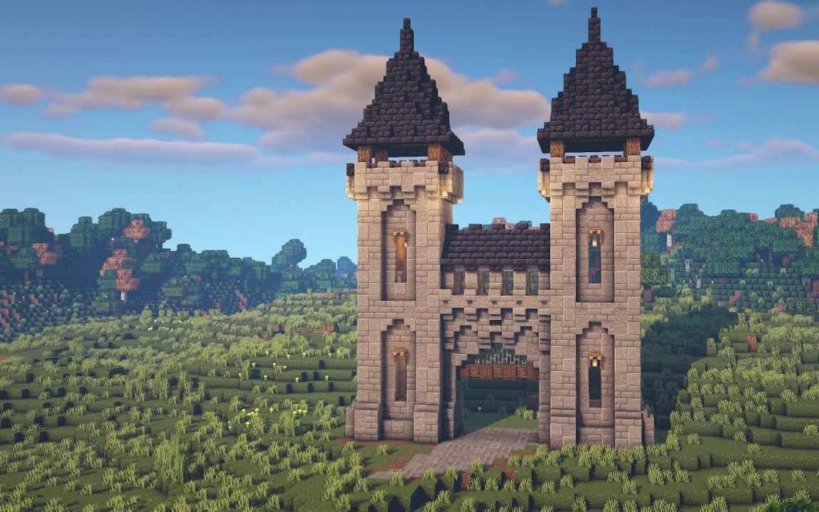 [图]【Crema_】Minecraft 建筑教程-中世纪的大门（搬运）