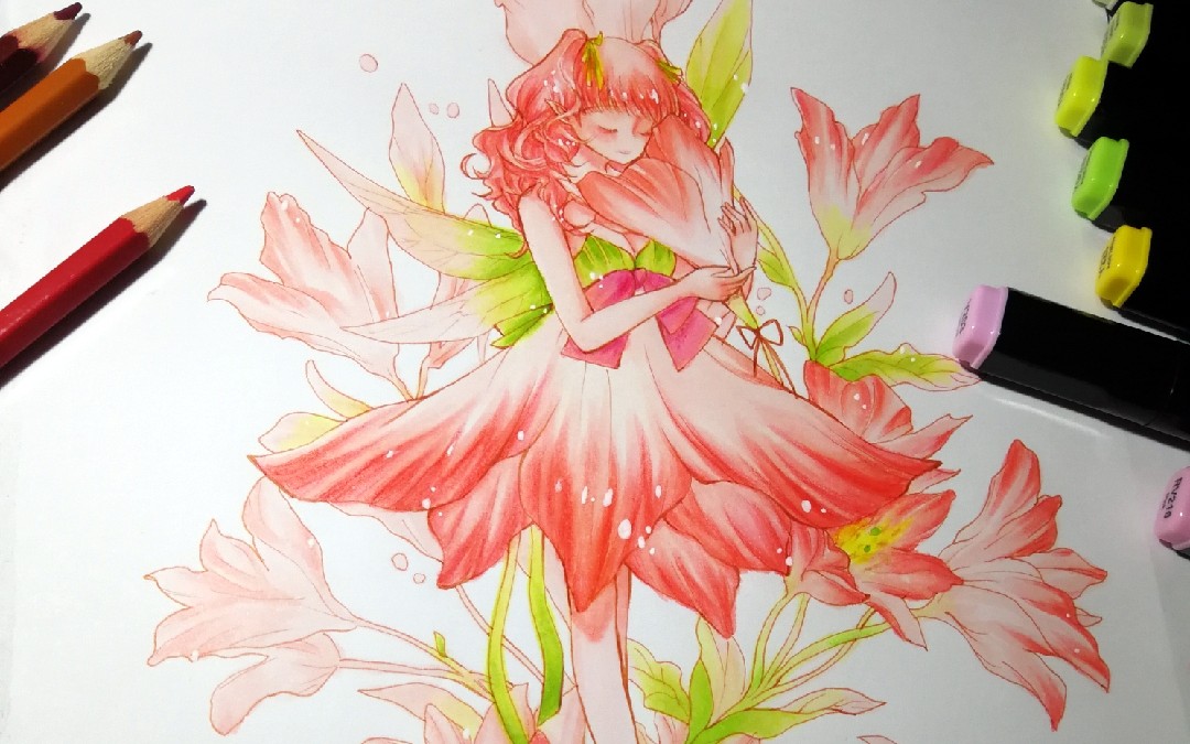 【马克笔】～花之妖精～临摹_哔哩哔哩 (゜-゜)つロ 干杯~-bilibili