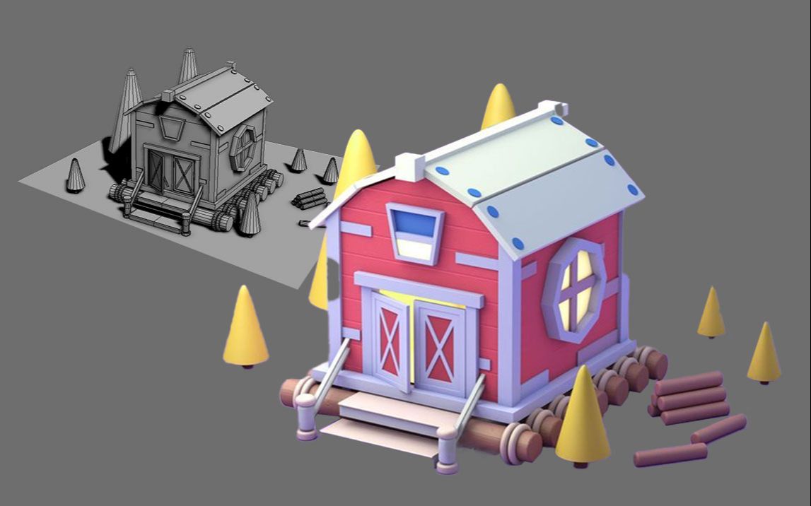 【3dmax】半小时的场景案例,房子的案例模型教学