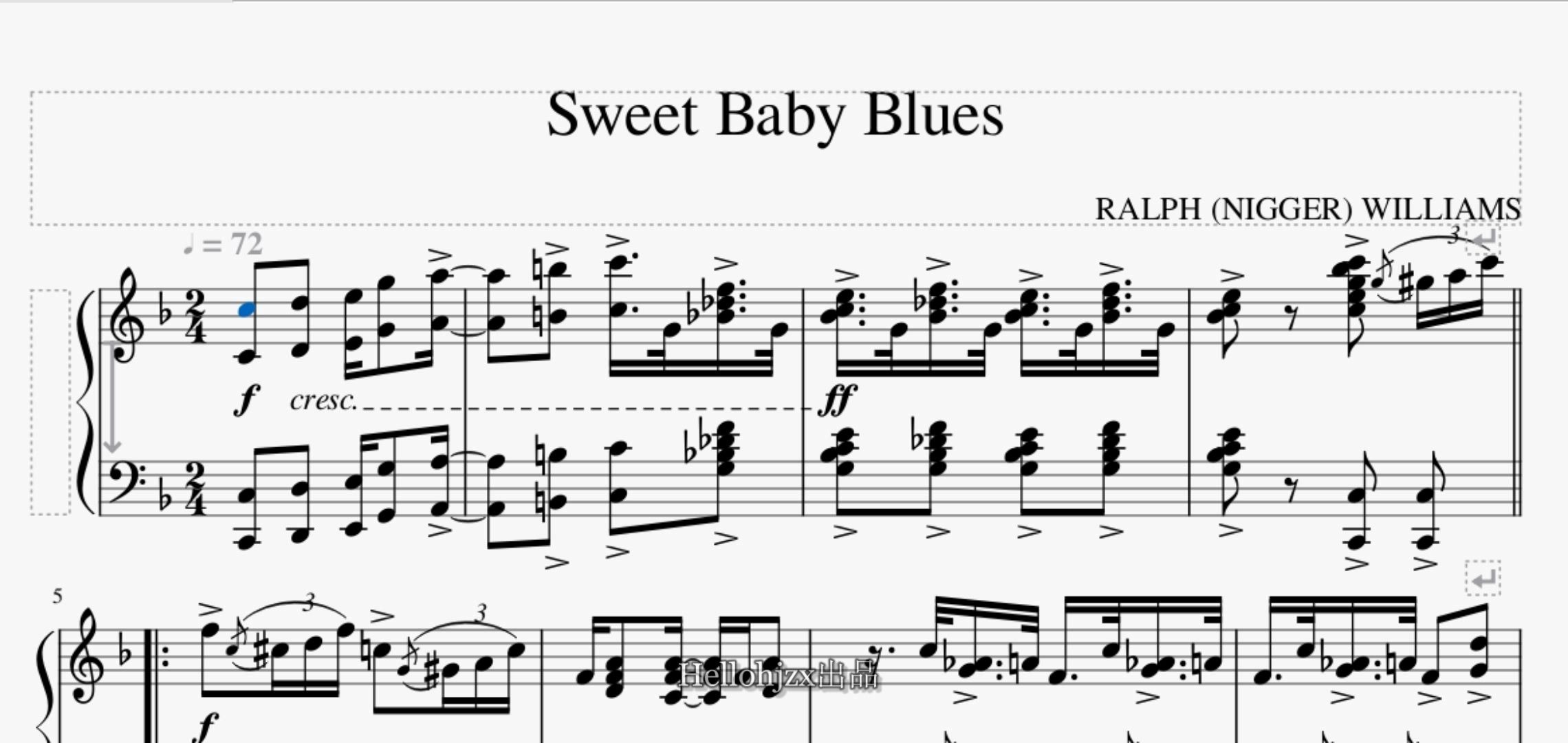 [图]【拉尔夫·威廉姆斯】《甜心宝贝布鲁斯》-Ralph Williams:Sweet Baby Blues（1917年发表的班卓琴蓝调）