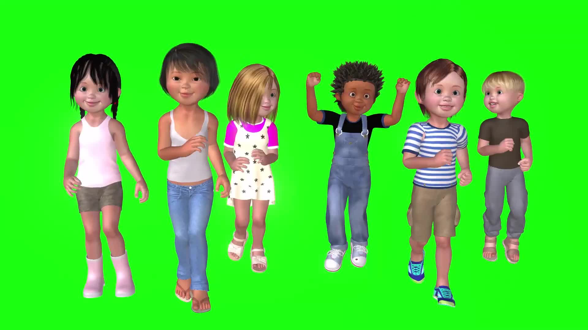 绿幕抠像奔跑的孩子们视频素材