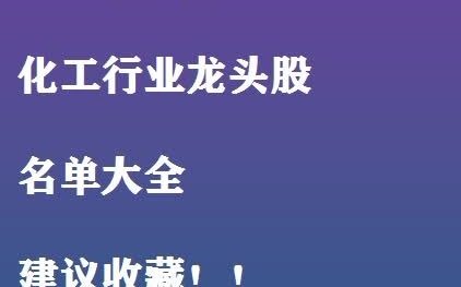 2021版A股 化工行业龙头股 名单大全 建议收藏!!哔哩哔哩bilibili