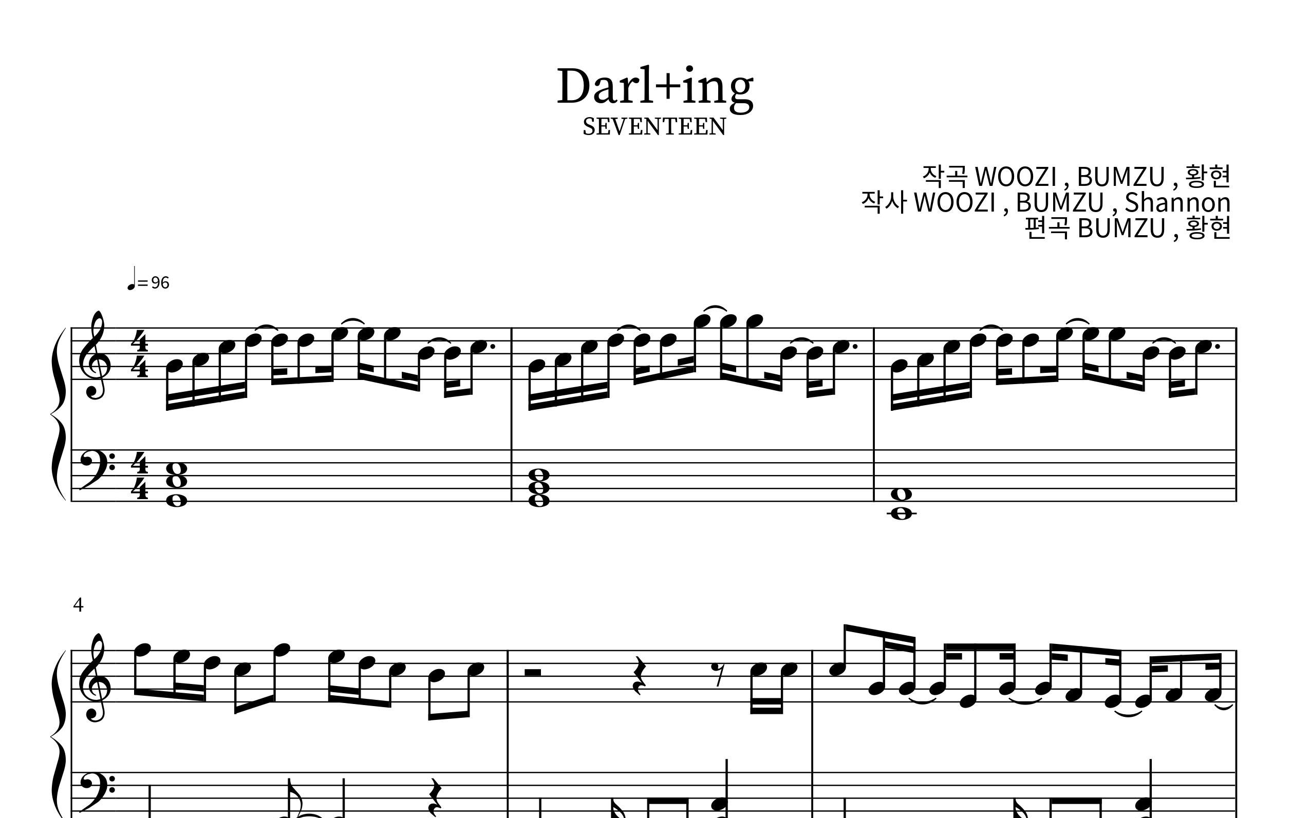 seventeendarlingpianosheet钢琴谱