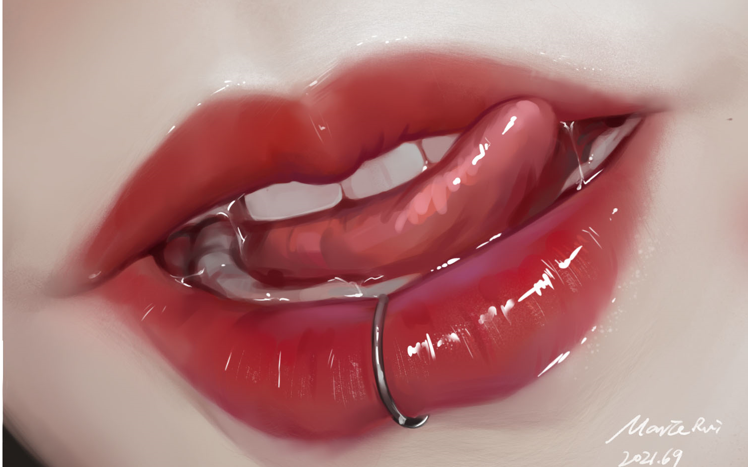 【板绘教程】猴子都会!原速嘴唇和舌头的画法,厚涂教程!