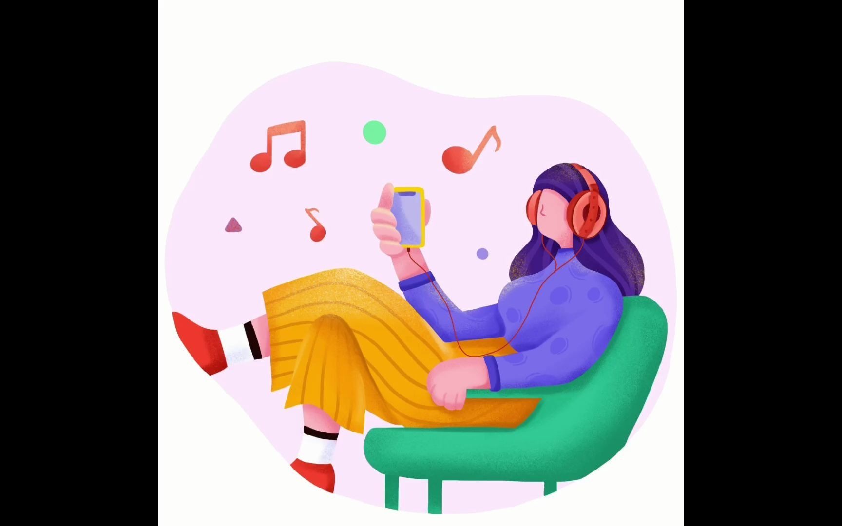 【procreate插画】听音乐场景-乐卡app开屏兴趣推荐_哔哩哔哩_bili