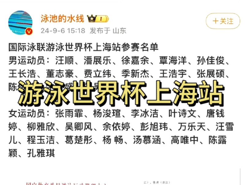 游泳世界杯上海站,我了个全明星阵容啊【汪顺X覃海洋X孙佳俊X徐嘉余X张雨霏】哔哩哔哩bilibili