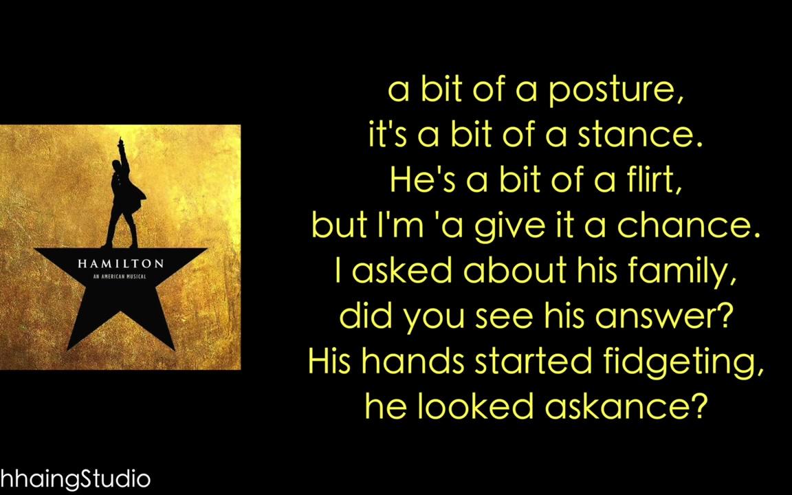 亚历山大汉密尔顿百老汇音乐剧第11首Satisfied [[VIDEO LYRICS]]